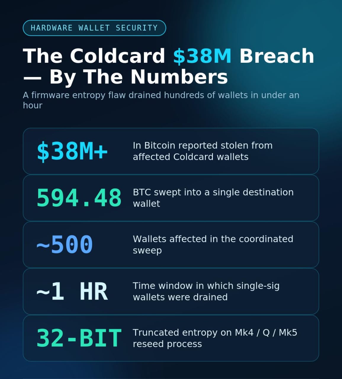 Bitkey, Ledger, Trezor, And Jade Reports Safe From $38 Million Coldcard Disaster